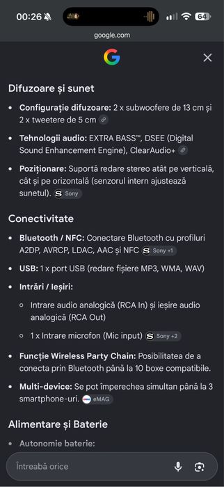 Boxa sony gtk-xb 60 bass boost boombox  150W rms ca jbl partybox