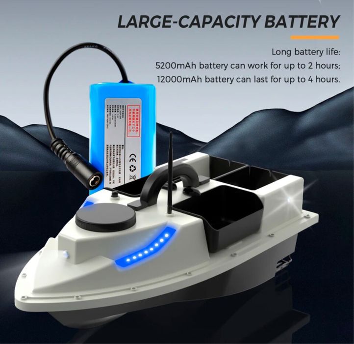 Лодка за захранка D-19 с батерия 12000 mAh ! Пълен комплект !