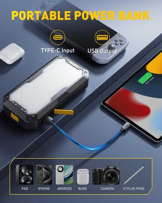 Пусковое зарядное (power bank) устройство Auxito 4000A/2000Lm/7200mAh