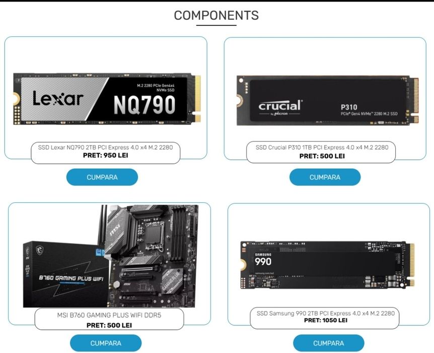 Componente PC (SSD/Placa de baza/Placa Video)