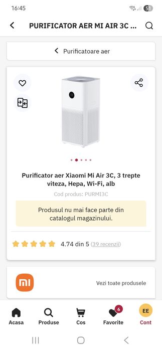 Purificator aer Xiaomi Mi Air 3C, 3 trepte viteza, Hepa, Wi-Fi, alb