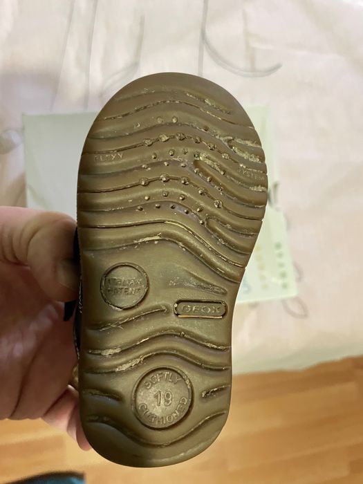 Geox - Ghete de piele cu velcro, Negru, 19 EU, stare buna