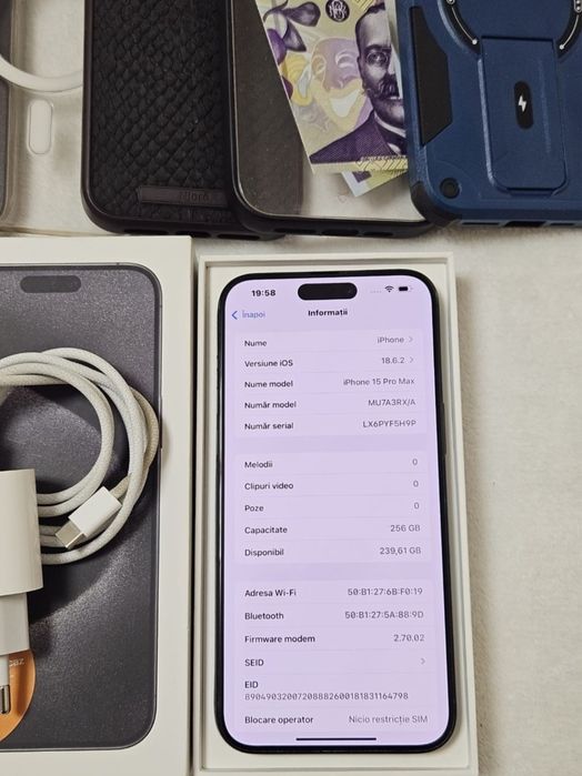 Iphone 15 pro max, blue titanium , 256GB, stare ca nou, full box