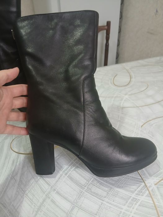 Кожаные зимние сапоги