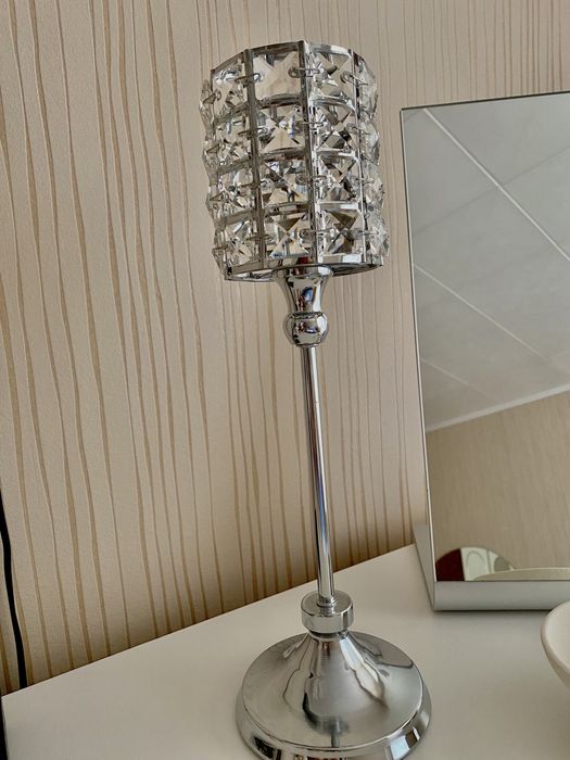 Стъклен Кристален Свещник 36 см