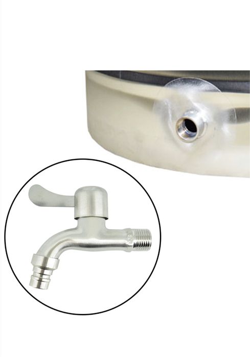 Butoi inox 30 litri, capac clamp 9 cm si robinet inox 1/2