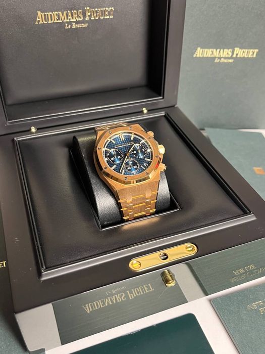 Часовник Audemars Piguet Royal Oak Chronograph Rose Gold Blue Dial