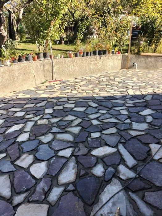 Piatră naturală de munte și plante ornamentale