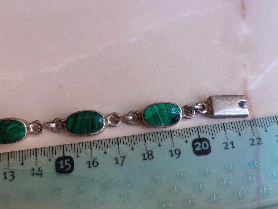 Bratara superba Taxco Mexic . Argint cu piatra Malahit