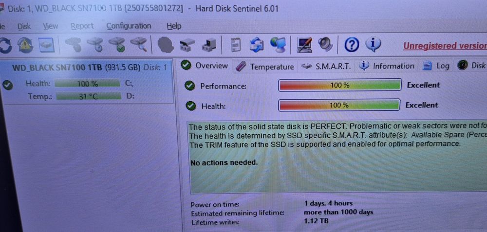 1TB NVMe WD SN7100 PCIe 4.0 x4 M.2 2280