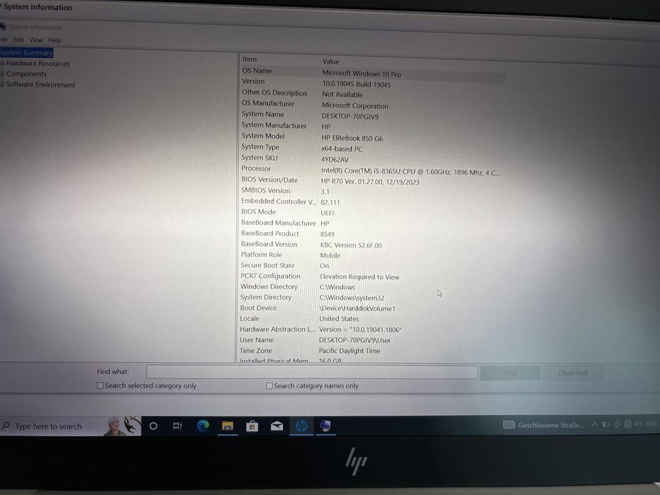 HP EliteBook 850 G6 256gb 16 gb cu tachscreen