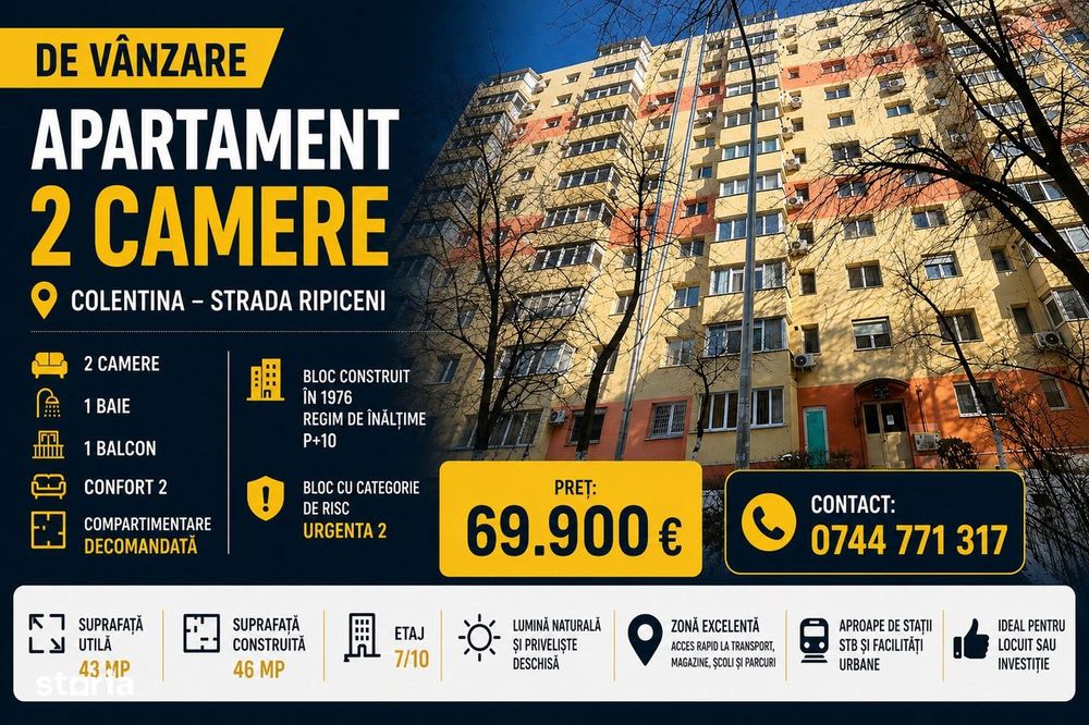 Colentina, Apartament-2 camere, Strada Ripiceni, Etaj 7