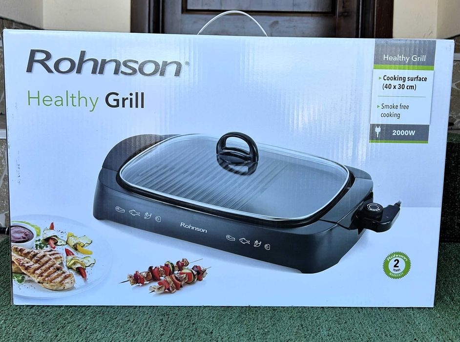 Gratar electric, , Rohnson, R2505, 2000W, capac din sticla, negru