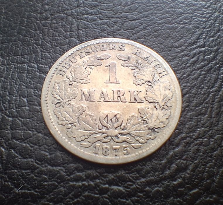 Стара сребърна монета 1 марка 1875 г..буква Е -Германска империя-доста стара