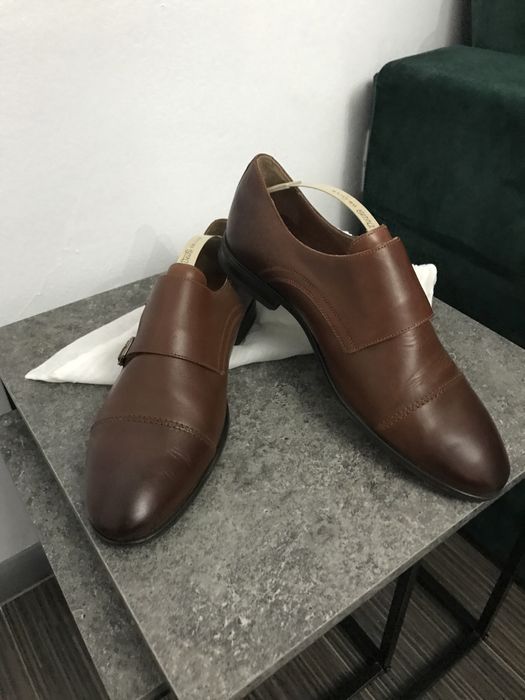 Pantofi piele maro cu catarame