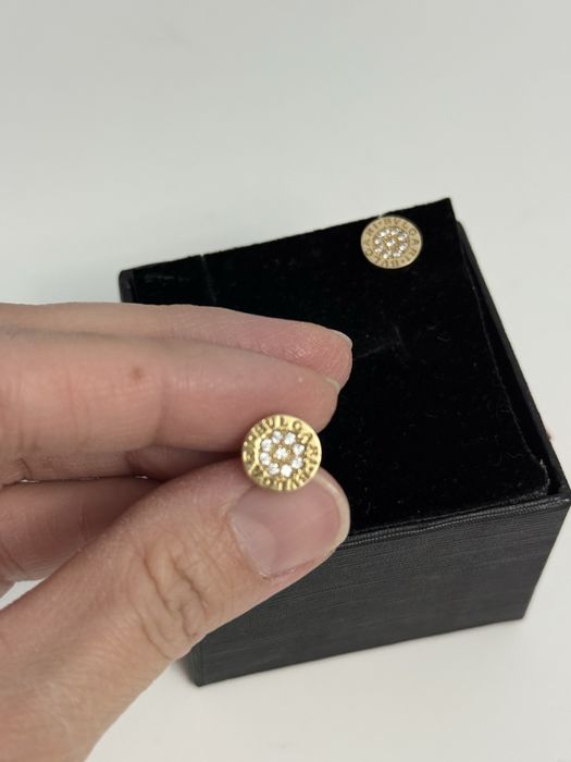 Золотые пусеты под булгари красивые