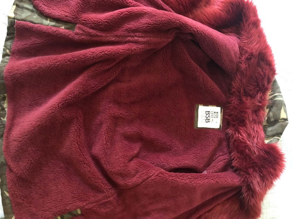 Geacă / Parka iarnă BSB Jeans cu blană artificială grena – Mărimea S