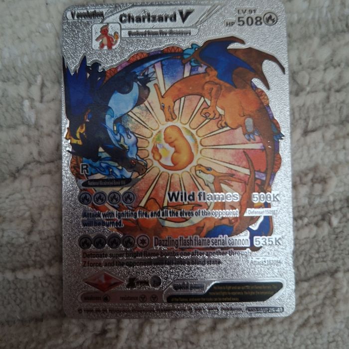 Pokémon Charizard V металлическая коллекционная карта Silver Full