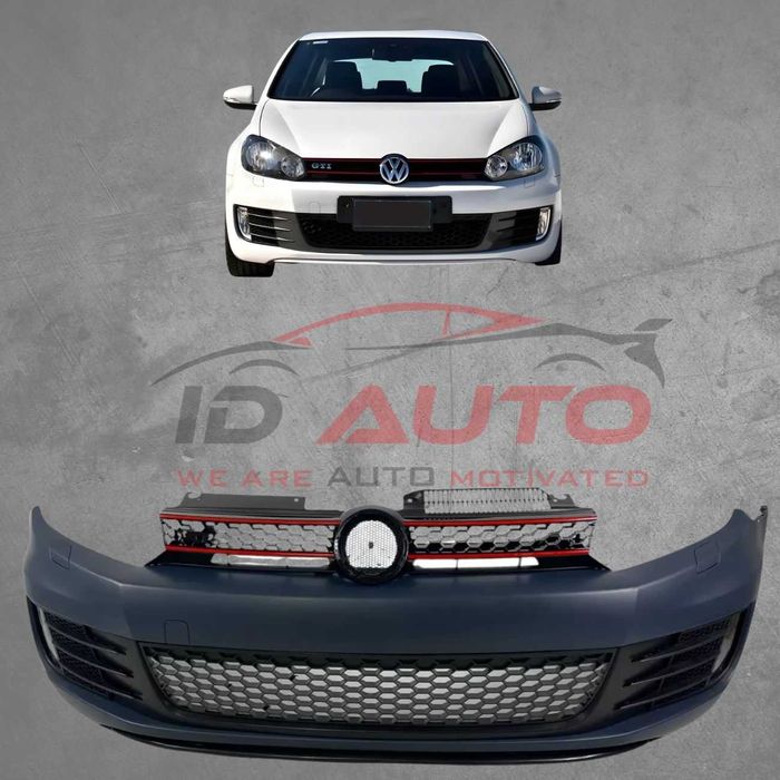 Предна броня за VW Golf 6, GTI дизайн с халогени, грундирана
