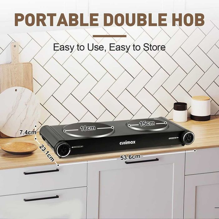 CUSIMAX двоен електрически котлон 2400 W,преносим инфрачервен плот