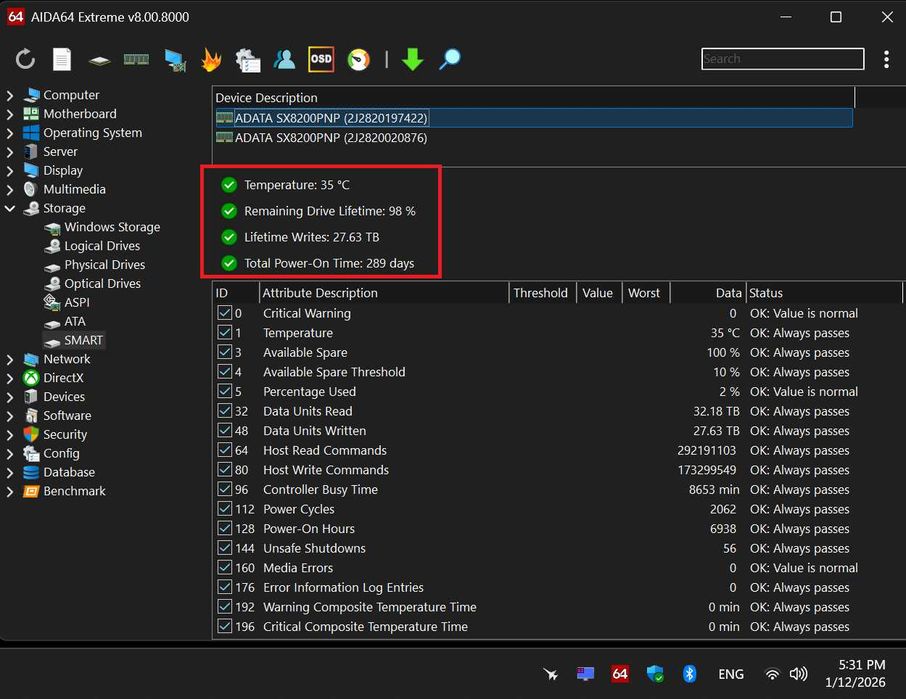SSD ADATA XPG SX8200 Pro, 1TB, NVMe, M.2, Ambalaj Original, Utilizat