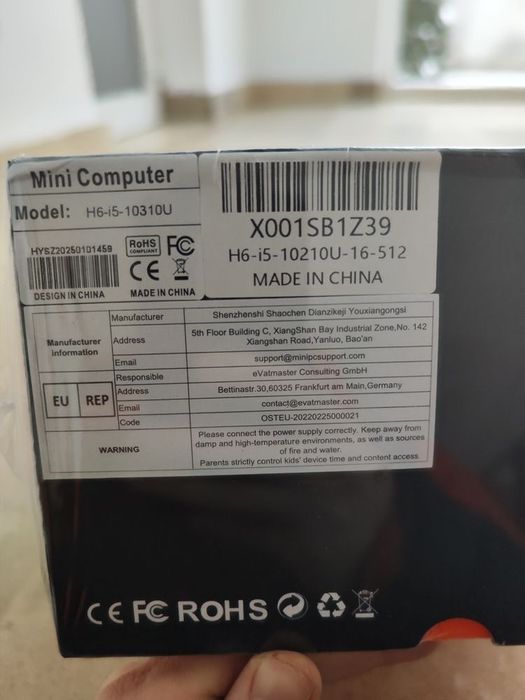 Mini pc fanless 16/512gb Nou