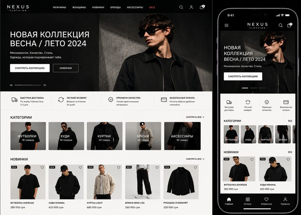 Акция 200 тыс сум UI/UX дизайн сайта и мобильного приложения в Figma