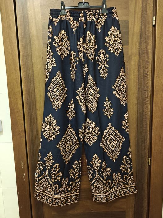 Pantaloni palazzo damă cu imprimeu elegant – Mărimea L