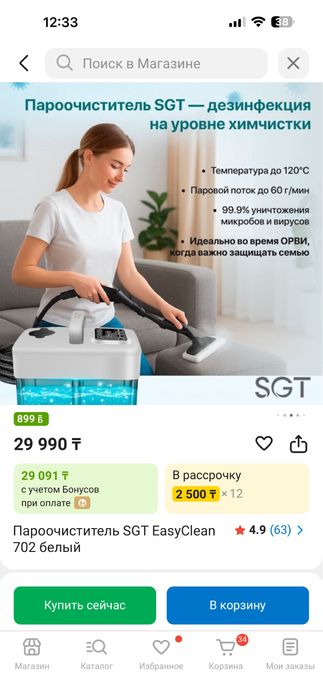 Пароочиститель. SGT EasyClean 702 белый