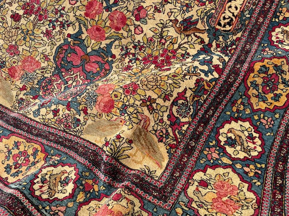 covor antic rugaciune persan Iran Isfahan gradina paradisului flori