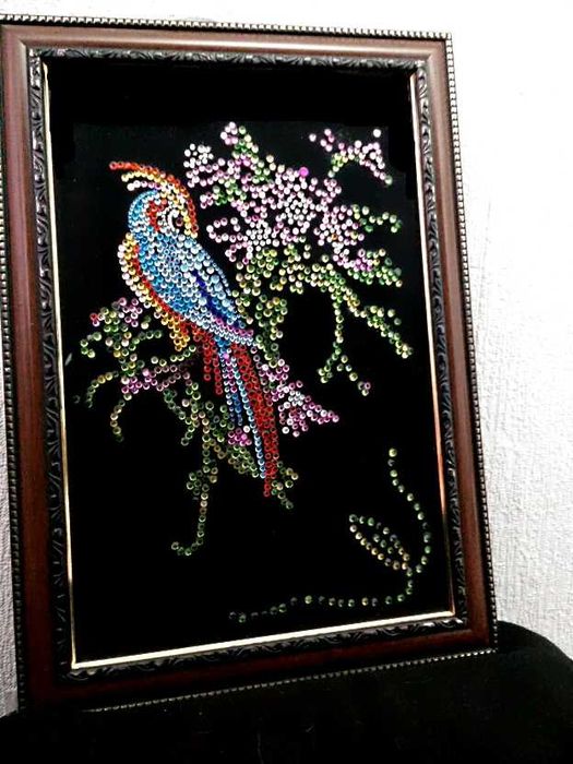 ЧУДО-ПТИЦА из страз ПО стеклу