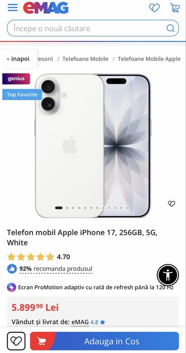 iPhone 17 Nou 256GB Factura Garantie 2 Ani  , iphone 17 Pro