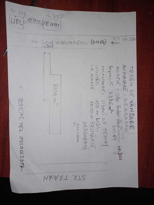 Teren intravilan zona centrala Dragasani/ 7336 mp