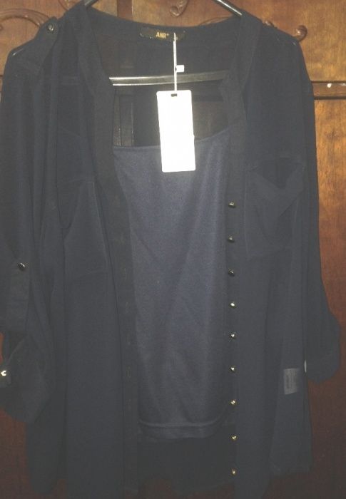 Двойка ТУРЦИЯ НОВАЯ, разм52, шифон, темно синяя, Красиво,Стильно.