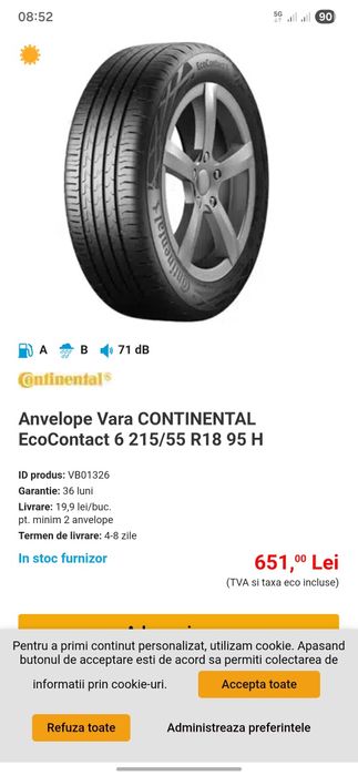 Set 4 anvelope vara 215 55 r18 dot 2024 echipare originala