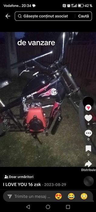 Bicicleta motor in 4 timpi funcțională stil harley