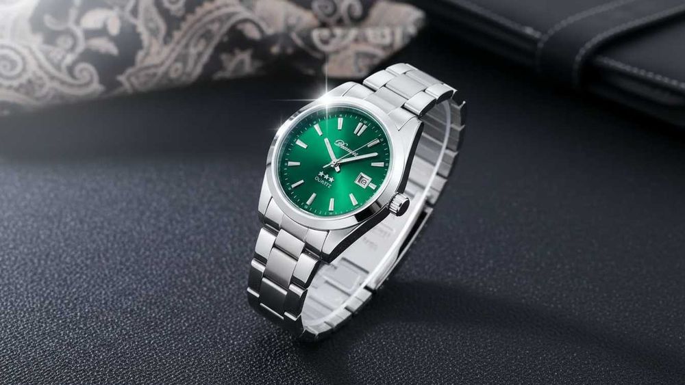 Ceas Barbati Argintiu+Verde