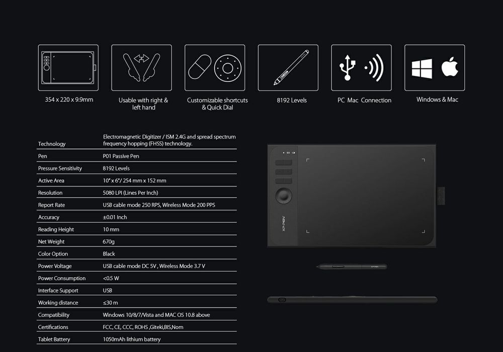 Абсолютно новый, запечатанный графический планшет XP-PEN Star06Wireles