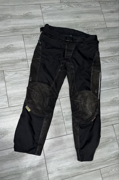 Pantaloni moto polo textil și piele