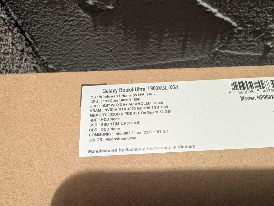 Laptop Samsung Galaxy Book4 Ultra Touch Screen  Ultra 9 32GB RTX4070