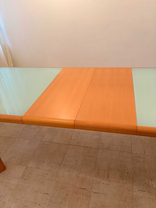 Masa dining din lemn cu blat din sticlă - Mobexpert