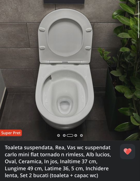 Toaleta suspendata, Rea, Vas wc suspendat