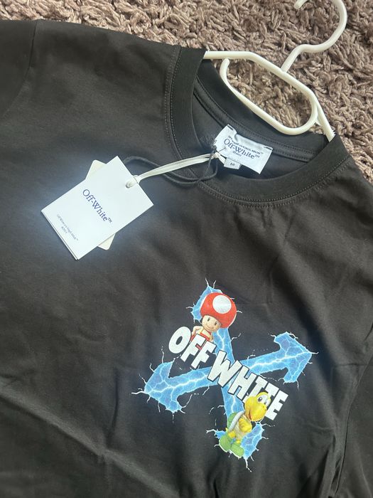 Tricou off white imprimeu fata-spate