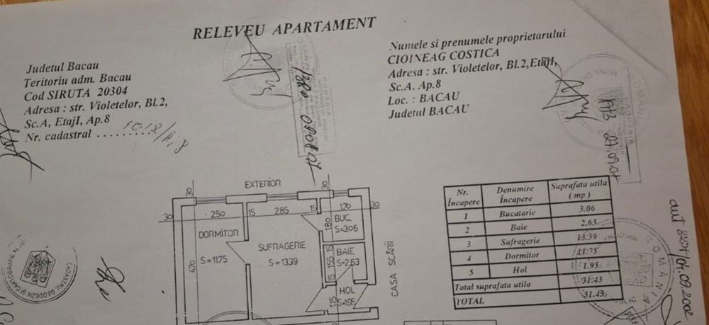Apartament de vânzare, zona centrală, Str Violetelor, Bacău,  42 000 euro
