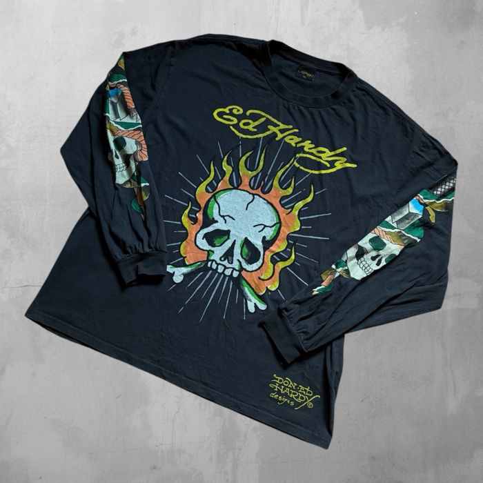 Ed Hardy Skull longsleeve блуза xl