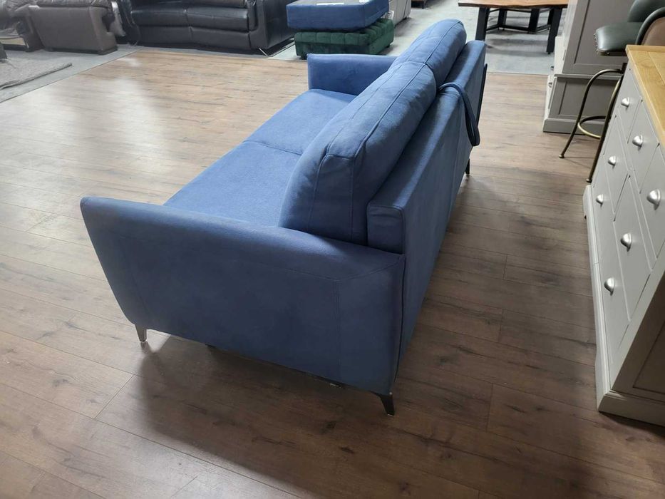 Дизайнерски син диван от плат тройка с функция сън