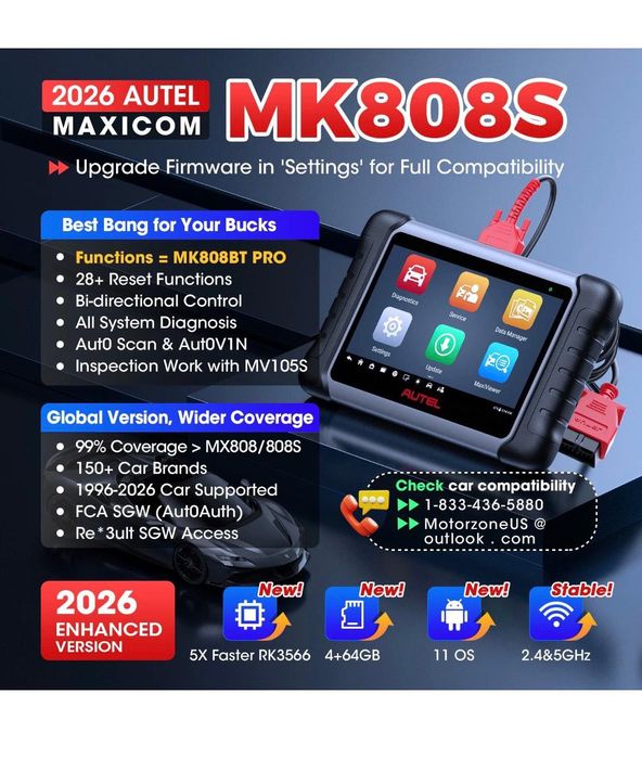 Автодиагностика Autel MaxiCom MK808S+подарък 2 часа обучение