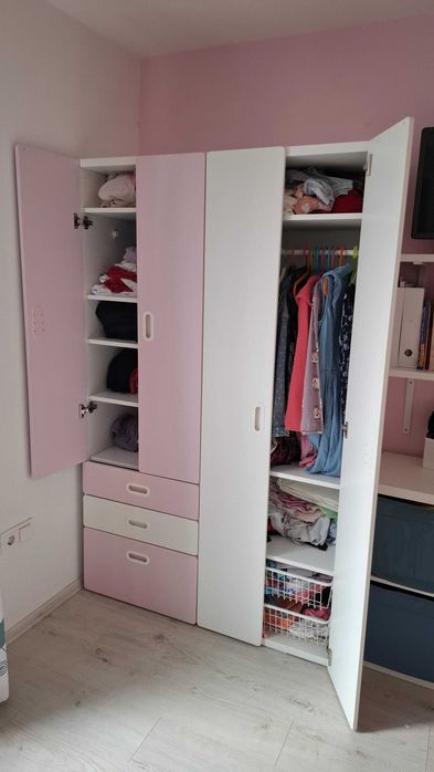 Детски гардероб IKEA STUVA – цвят розово и бяло – като нов