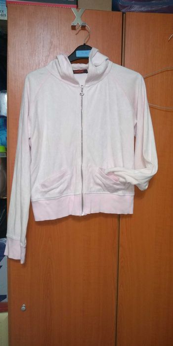 Hanorac dama catifelat Pumpkin UK ,roz ,gluga & buzunare , M