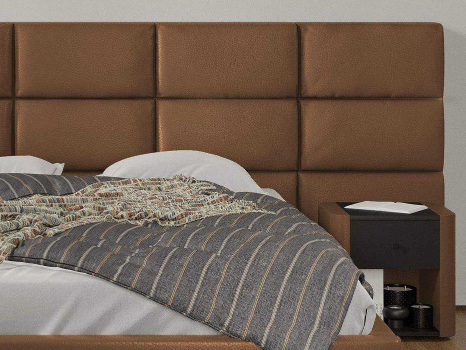 Pat tapitat Cico fix 287 x 114 C2 din piele/stofa Maro Nube 23
